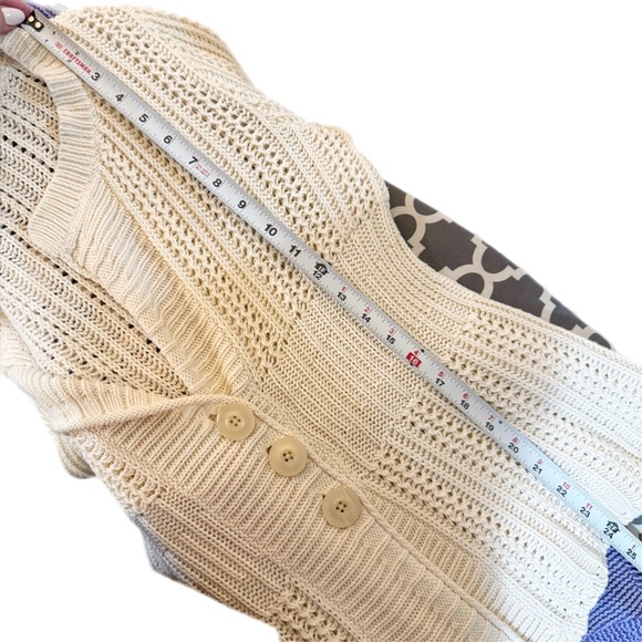 Eddie Bauer 100% Cotton Cozy 3 Button Cardigan L (Fits Like M) Ecru Neutral - Picture 7 of 10